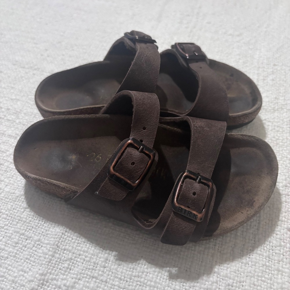 Birkenstock Arizona Kids Dark Brown Two Strap Buckle Sandals Size 26 EU 9-9.5 US